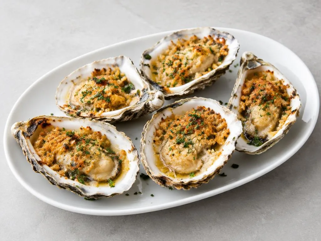 Gegratineerde oesters met kruidenboter