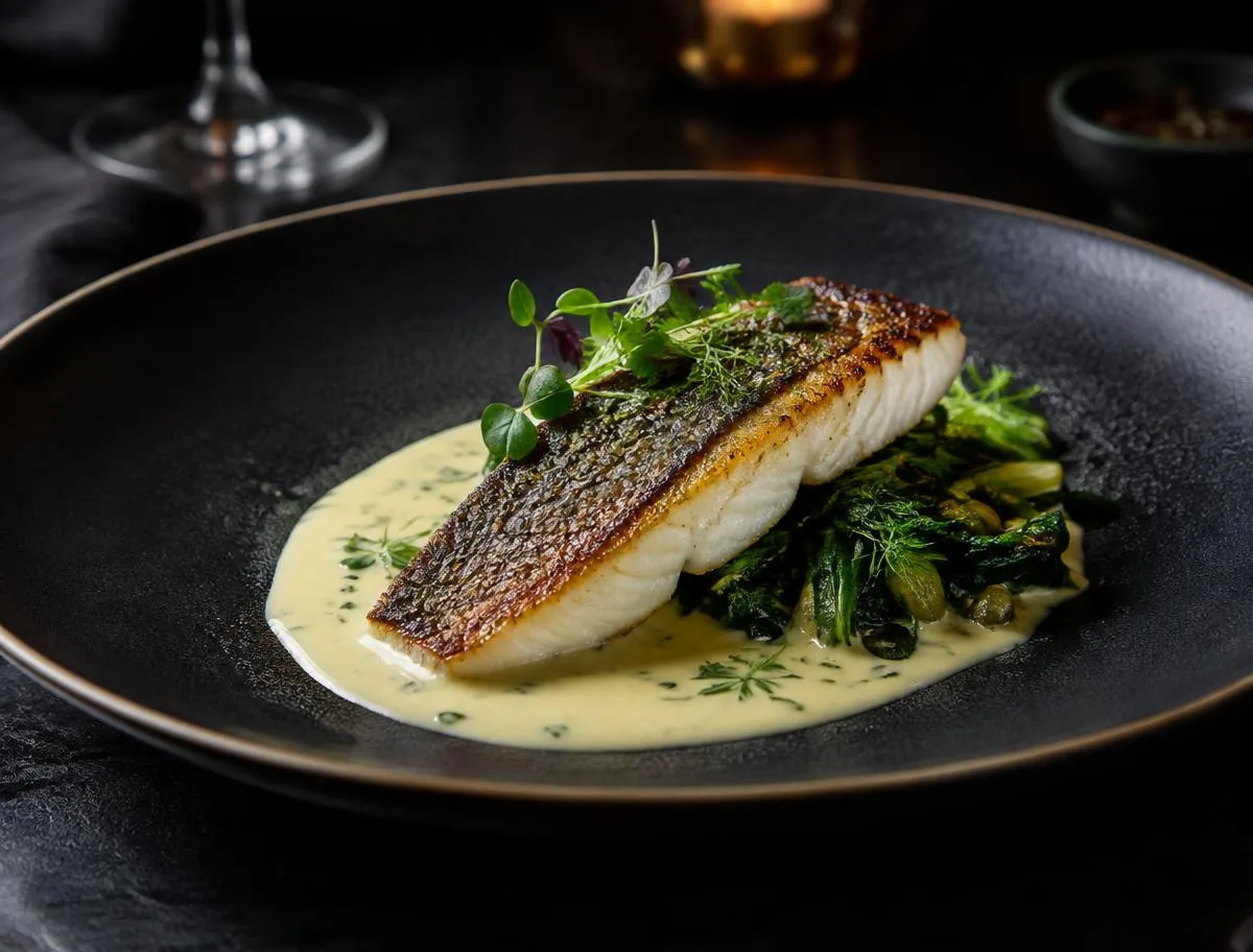 Gebakken zeebaars met beurre blanc